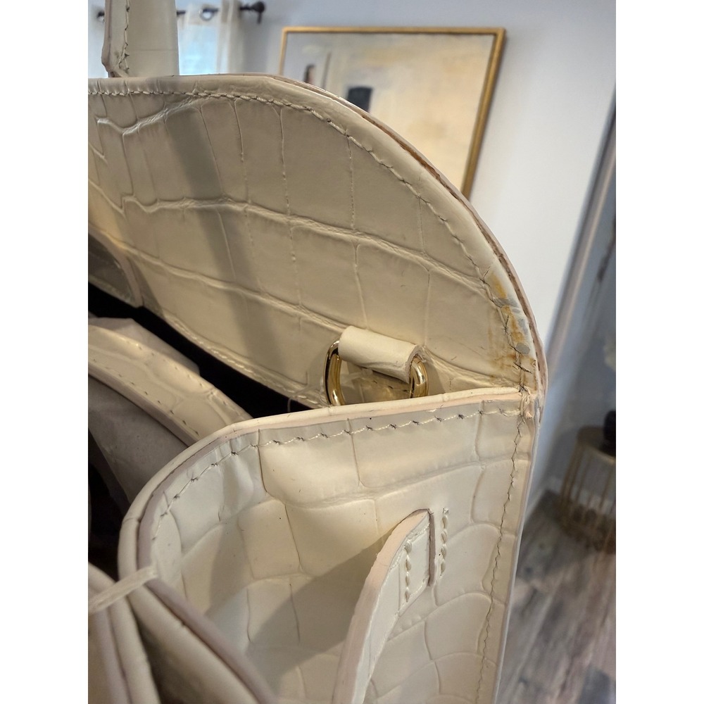Claudia Firenze Cream Croc Embossed Leather Satchel Handbag NWT - Picture 11 of 12